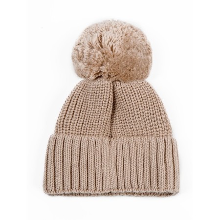 A cap with a lapel and a pompom Children's Amarobaby Pure Love Muffin, size 38-40 cm, beige color-7