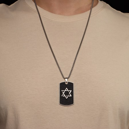 Pompeii pendle pendle amulet star David, color black silver, 70 cm-1
