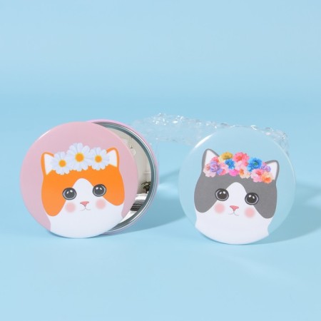 Pocket mirror "cat", d = 7 cm, color mix