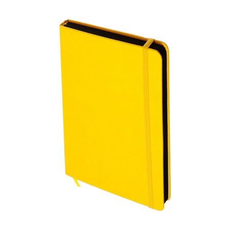 Leduced Diary A5, 140l, Cage, leatherette, elastic band, black cut, yellow-1