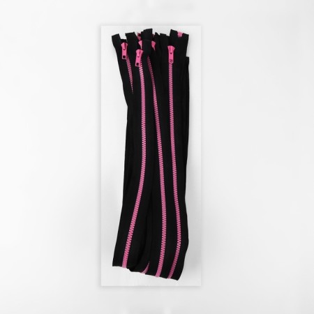 Lightning "Tractor", No. 5, detachable, automatic lock, 80 cm, black/pink color-2
