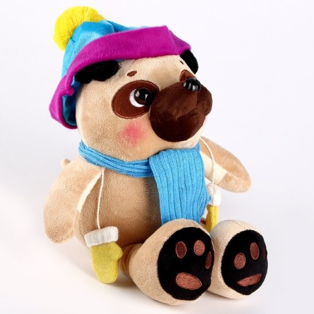 Soft toy "Bonya", in a hat and scarf-4