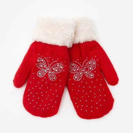 Mittens double for a girl, color mix, 8-10 years old