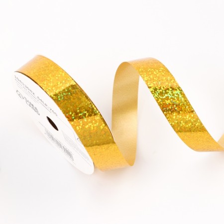 Holographic tape for decor and gifts, gold, 2 cm x 50 m-1