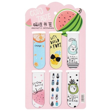 A set of magnetic bookmark for books Calligrata 6 pieces, "Fruits/berries", mix-2