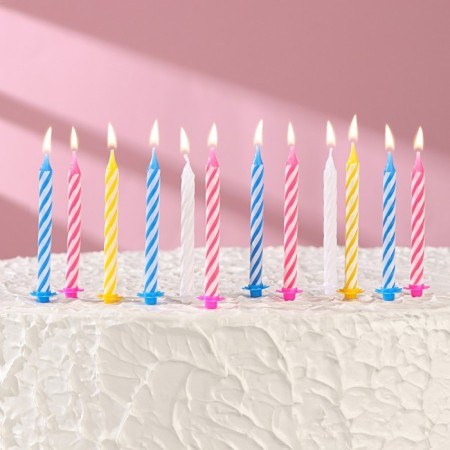 Candles in the cake "Spiral", 6.5x0.5cm, 12 pcs-6