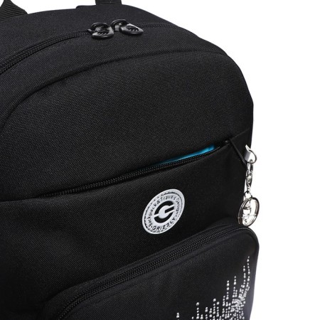School backpack, 40 x 25 x 13 cm, Grizzly, ergonomic back, laptop department, black-10