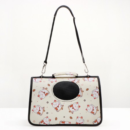 Bag - carrying for animals "cats", size S, 37.5 x 17 x 22 cm, beige-1