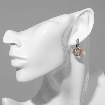 Earrings with the removable element "Transformer" circles, the color of silver with gold-3