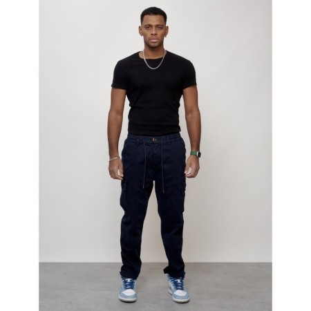 Cargo jeans men, size 44, dark blue color-8
