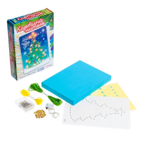 Set for creativity "New Year tree", glows in the dark, string art-1
