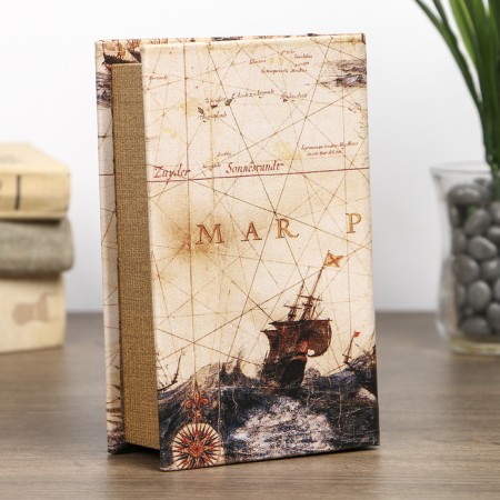 Safe wood book "Fleet" leatherette 17x11x5 cm-4