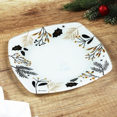 New Year. Glass plate "Time of Miracles", 20 cm-2