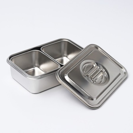 Stainless steel container 2 sections, 23 × 15.5 × 7, with a lid-2