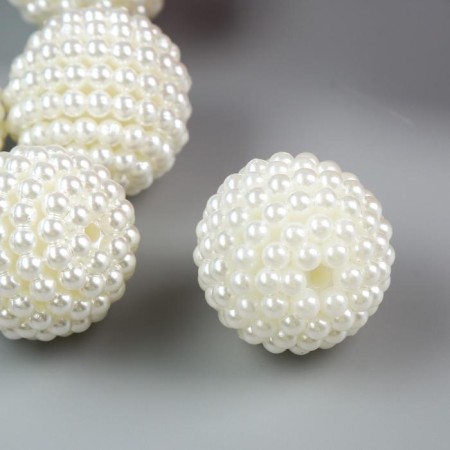 Beads for creativity plastic "Barashka pearl ball" set of 5 pcs 2.7x2.7x2.7 cm-1