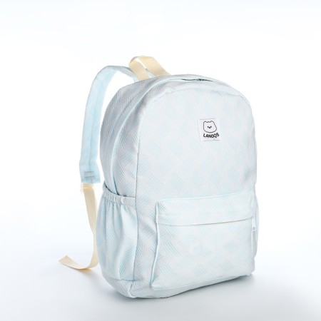 School backpack from textiles on lightning, 3 pockets, blue color-2