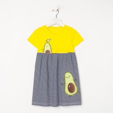 Dress for girls, yellow/blue color, height 92 cm