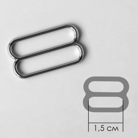 Strap regulator, metal, 15 mm, 20 pcs, silver color-1