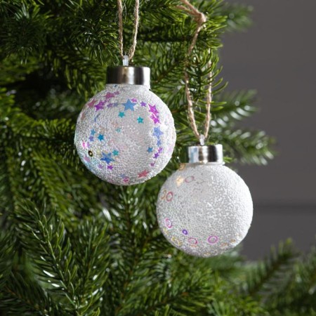 Set of Christmas tree balls "Snow" 2 pcs., Batteries, 1 LED, glow RGB-1
