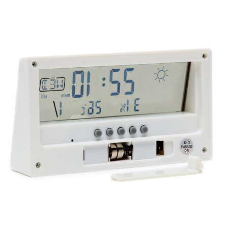Clock - electronic desk alarm clock: thermometer, calendar, hygrometer, 13.3 x 7.4 cm-2