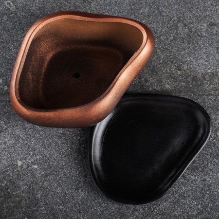 Bonsai Small pot of bronze, 0.6, l/ 17x14x8cm-3