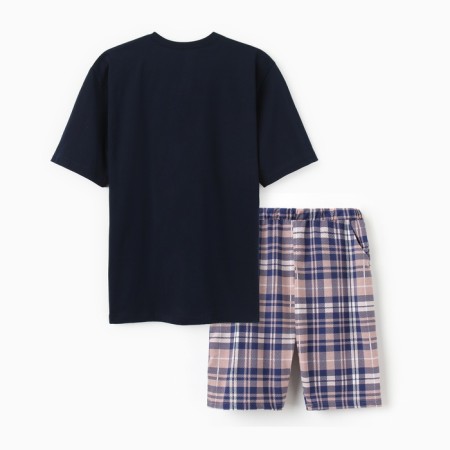 Male pajamas (T -shirt/shorts), blue color/cage, size 48-4