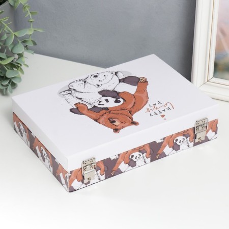 Casket Wood "Three Bear" to leatherette 5.5x24x17 cm-4