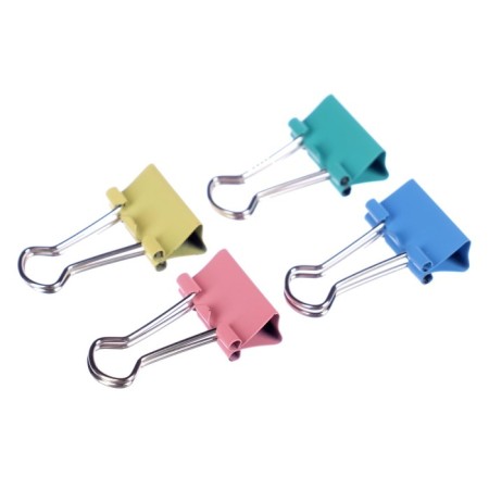 Paper clamps 19 mm, 12 pieces, Devente, metal, mix x 4 colors, cardboard box-1