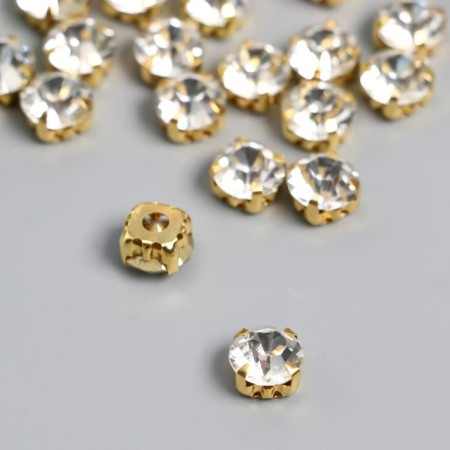 Crystal rhinestones in DACs/gold "Astra" 8mm, 20pcs/pack, transparent-1
