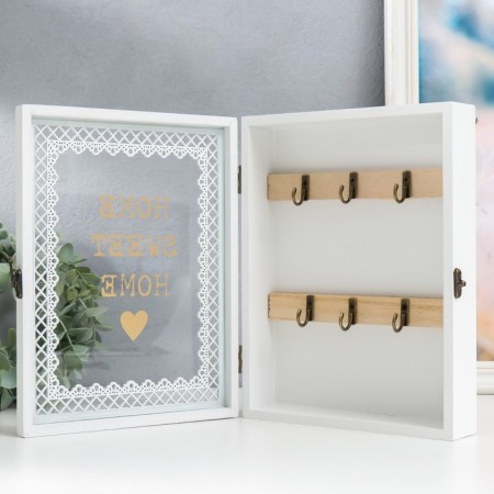 Klyuchnitsa tree 6 hooks "House, cute house" White 20x5.5x26 cm-3