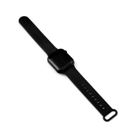 Electronic watch watches, D-3.7 cm, calendar, silicone strap, black-3