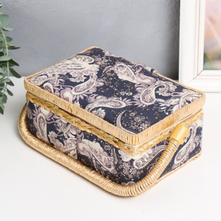 Casket for needlework "Eastern cucumbers on black" 9.5x19.5x13 cm-5