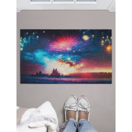 Famous rug in the hallway "salute in winter", size 45x75 cm