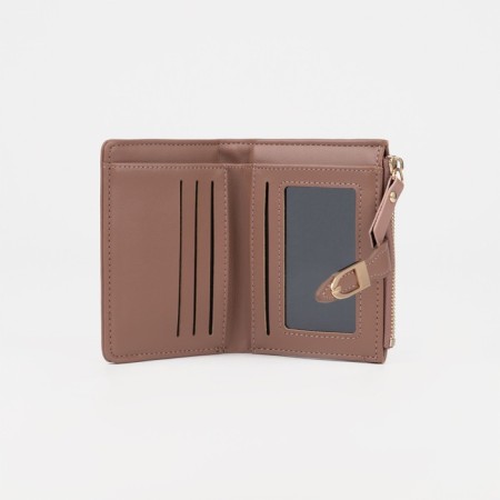 Women's wallet on the button, pink color-3