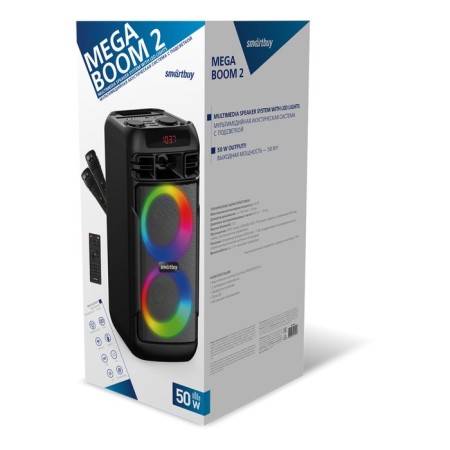 Portable karaoke system Smartbuy Mega Boom 2, 50 W, AUX, USB, BT, 4000 mAh, black-3