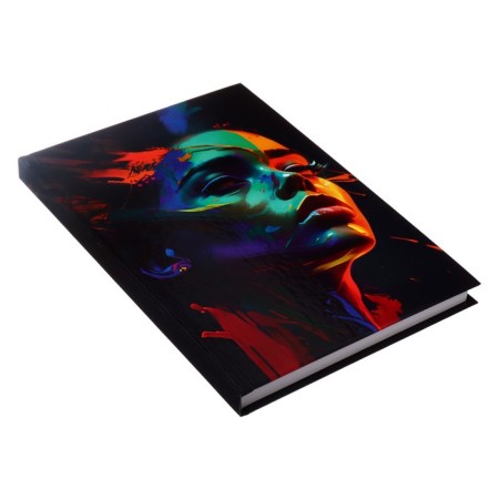 College-wiper in a solid cover 7BC, A5, 160 sheets, colorful girl, cage block, glossy lamination-1