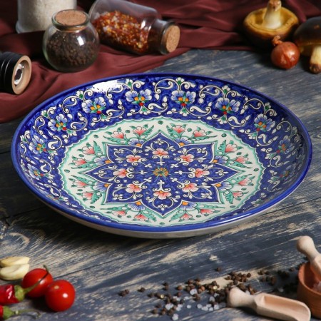 Largan Rishtan ceramics "Flowers", 32 cm, blue