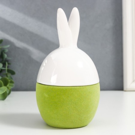 Souvenir Ceramics "Rabbit-Yaiko" Green Flock 15.8x8.5x8.5 cm-3
