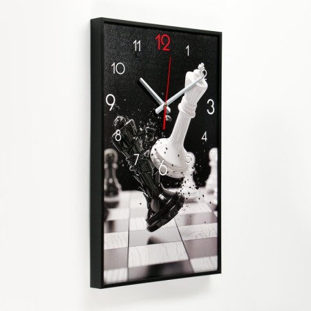 Carty clock is wall-mounted, interior "chess", smooth move, 57 x 35 x 4 cm-3