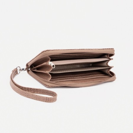 Women's wallet with a zipper, with a pen, beige color-2