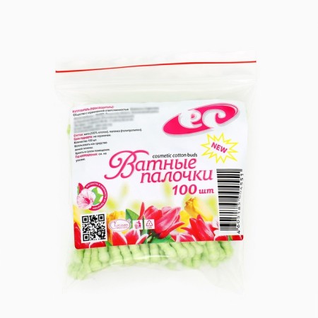 Cosmetic cotton wools with a spiral wagon of 100 pcs p/e package, mix