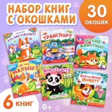 A set of cardboard books with windows, 6 pcs. 12 p.