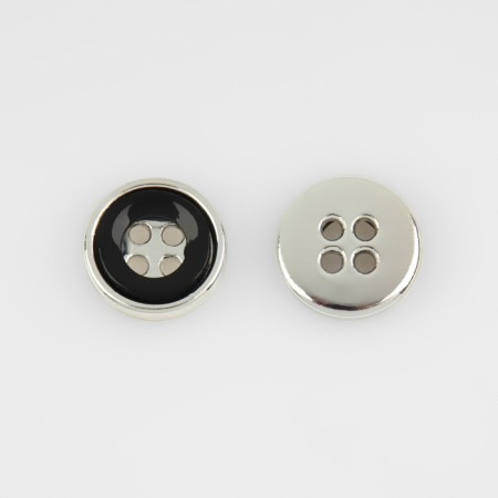 Button, 4 punctures, d = 12 mm, black/silver color-2