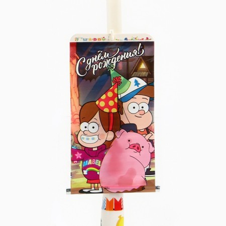 Candle-Surprise in the cake, with a postcard, gravity farz-4