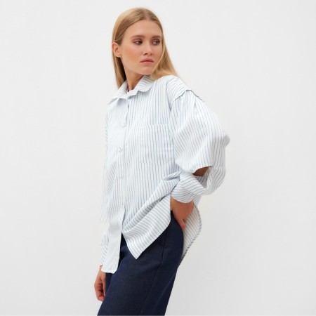 Women's blouse in strip minku: Casual Collection Color White, Rr. 52-3