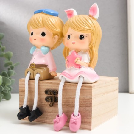 Souvenir Polystone "Bucks in the cap and a girl with a bow" dl. legs, set 2 pcs 6x7x17 cm-2
