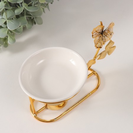 Aroma lamp metal, ceramics "Golden Flower" 10x11.5x18 cm-4