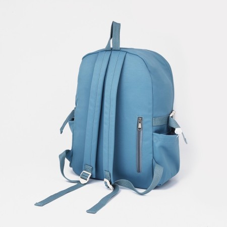 School backpack from textiles with a zipper, 6 pockets, blue color-1
