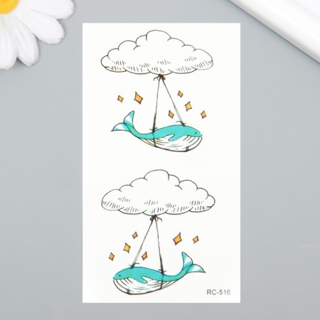 Tattoo on the body color "Kit flies on the cloud" 6x10.5 cm