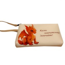 Cosmetic bag Middle beige Dragon notice